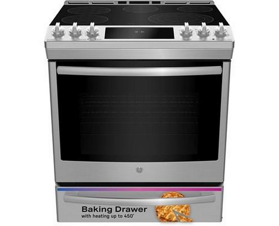 GE Profile 30-Inch Slide-In Electric Range With True European Convection Technology - PCS940YMFS