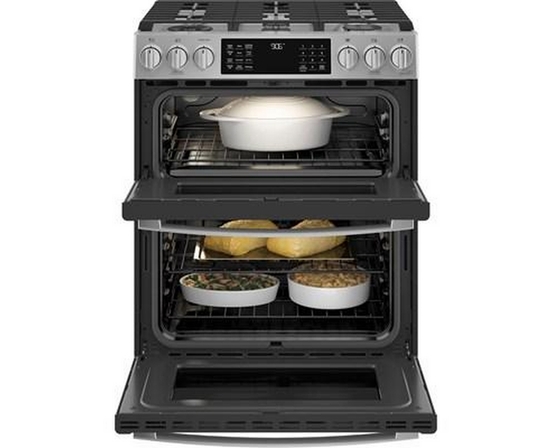 GE Profile 30-Inch Slide-In Double Oven Gas Range With Wifi - PCGS960YPFS