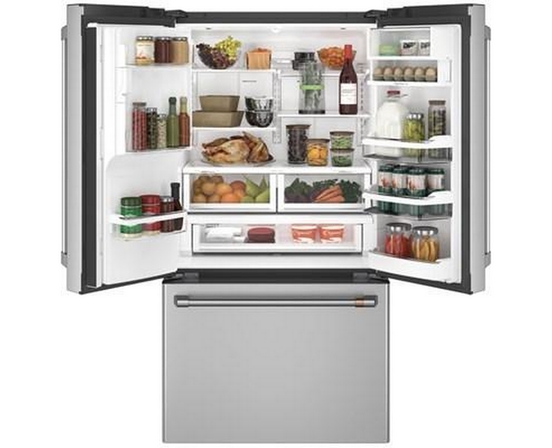 Café 36-Inch, 22.2 Cu.Ft. Counter-Depth French 3-Door Refrigerator With Hot Water Dispenser - CYE22TP2MS1