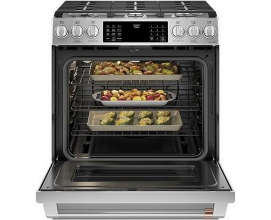 Café 30-Inch Slide-In Gas Range With Convection Technology - CCGS700P2MS1