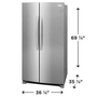 Frigidaire Gallery 36-Inch, 26 Cu. Ft. Freestanding Side-By-Side Refrigerator - GRSN2620AF