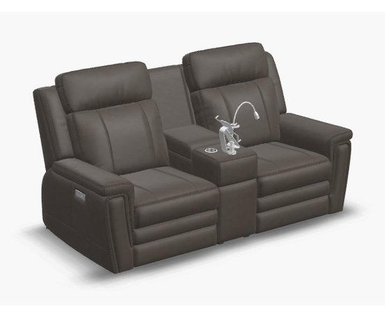 Motorized reclining loveseat with console