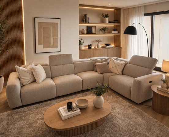 Motorized 2-panel sectional with tilting panels