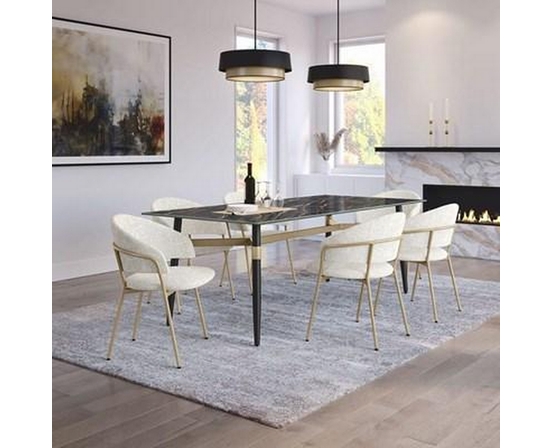 Link Dining Table with Glass Top and Trestle Base by Amisco