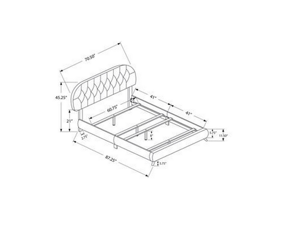 Queen Upholstered Platform Bed by Monarch