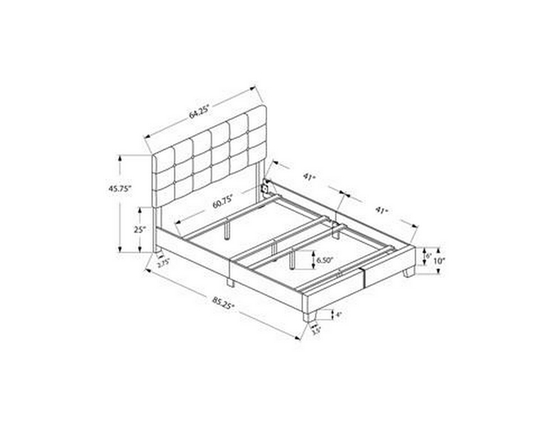 Queen Upholstered Panel Bed by Monarch