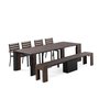 Exterior walnut bench by transformer table