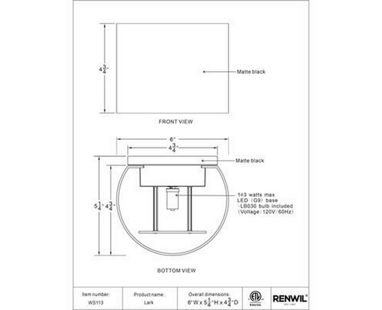Lark Wall Sconce by Renwil
