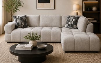 Fabric Sectionnal Sofa with corner chair on the right by Deco-Style