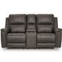 Bleckley Power Reclining Loveseat in Leather Match with Adjustable Headrest by Signature Design by Ashley