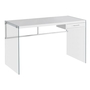 Computer Desk Glossy White Tempered Glass - 7209