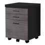 Filing Cabinet 3 drawer Black Grey on castors - 7403