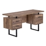 Computer Desk Brown Reclaimed Wood Black Metal - 7416