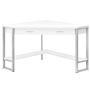 Computer Desk White corner Silver Metal - 7500