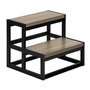 LADDER - 2 STEP STOOL / DARK TAUPE / BLACK METAL