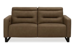 Cleo Leather Power Reclining Loveseat with Power Headrest by Elran