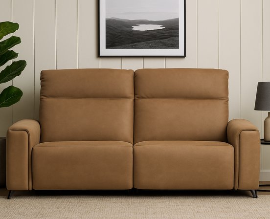 Fabrice Leather Power Reclining Condo Sofa with Power Headrest by Elran