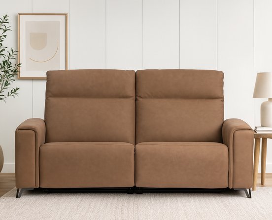 Fabrice Leather Power Reclining Loveseat with Power Headrest by Elran