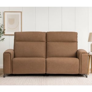 Fabrice Leather Power Reclining Loveseat with Power Headrest by Elran