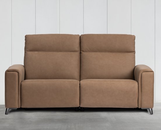 Fabrice Leather Power Reclining Condo Sofa with Power Headrest by Elran