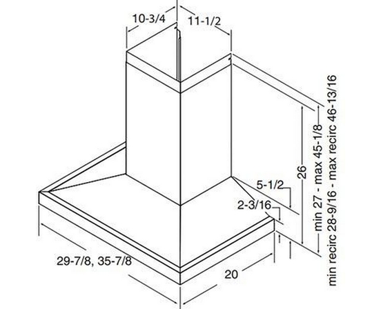 Broan 36-Inch Pyramid Chimney Hood - EWS1366SS