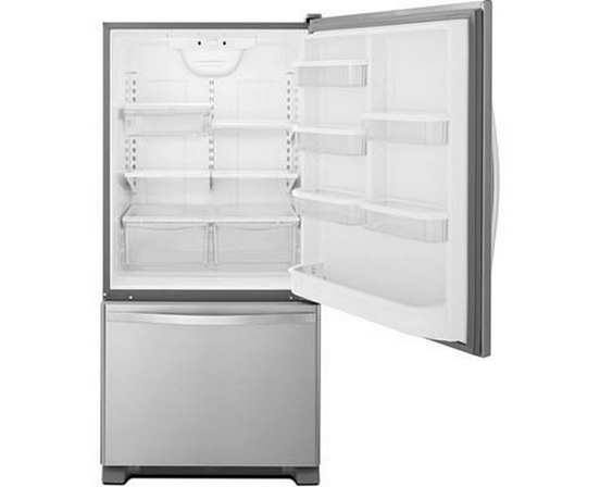 Whirlpool 33-Inch, 22 Cu. Ft. Bottom Freezer Refrigerator With Icemaker - WRB322DMBM