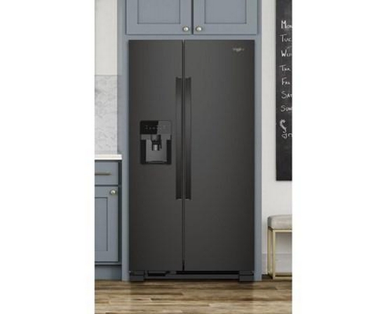 Whirlpool 36-Inch, 24.5 Cu. Ft. Freestanding Side-By-Side Refrigerator With Exterior Ice And Water Dispenser With Everydrop™ Water Filtration - WRS335SDHB