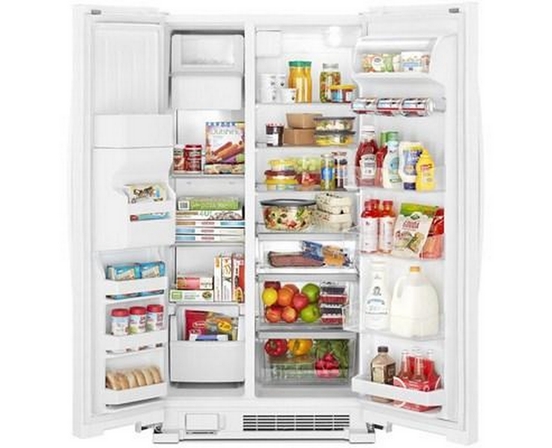 Whirlpool 36-Inch, 24.5 Cu. Ft. Side-By-Side Freestanding Refrigerator With Exterior Ice And Water Dispenser With Everydrop™ Water Filtration - WRS555SIHZ