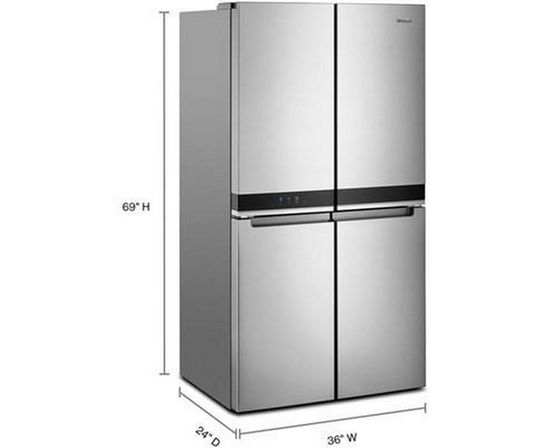 Whirlpool 36-Inch, 19.4 Cu.Ft. Counter-Depth French 4-Door Refrigerator - WRQA59CNKZ