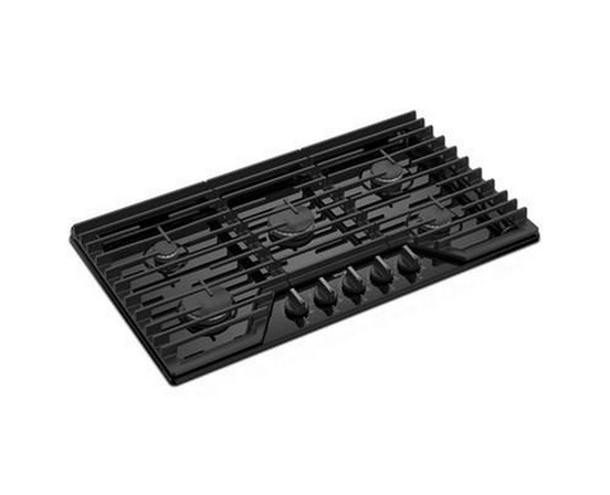 Whirlpool 36-Inch Built-In Gas Cooktop With Ez-2-Lift™ Hinged Cast-Iron Grates - WCGK5036PB