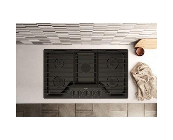 Whirlpool 36-Inch Built-In Gas Cooktop With Ez-2-Lift™ Hinged Cast-Iron Grates - WCGK5036PB