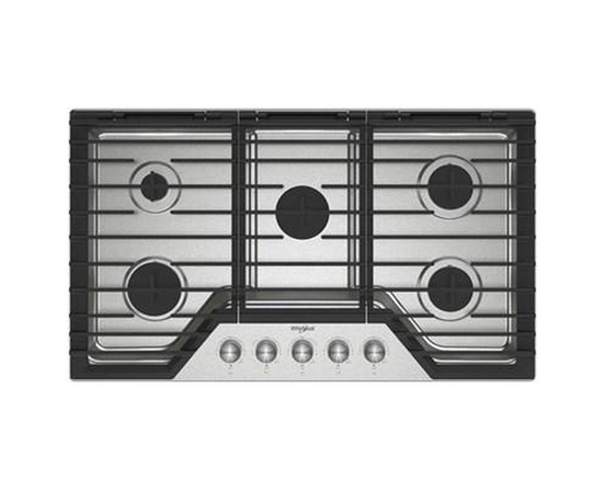 Whirlpool 36-Inch Built-In Gas Cooktop With Ez-2-Lift™ Hinged Cast-Iron Grates - WCGK7036PS