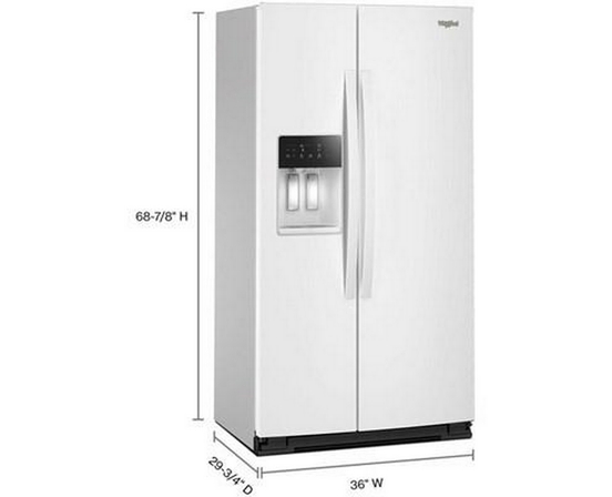 Whirlpool 36-Inch, 21 Cu. Ft. Side-By-Side Refrigerator With Water And Ice Dispenser - WRSC5536RW