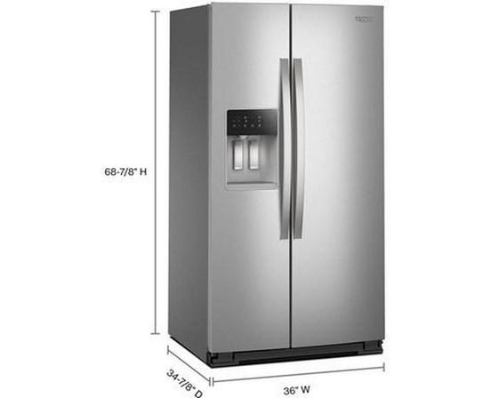 Whirlpool 36-Inch Side-By-Side Refrigerator With Water And Ice Dispenser - WRSF6536RZ