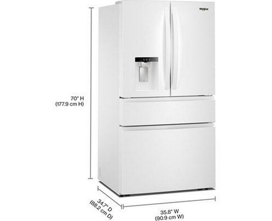Whirlpool 36-Inch French 4-Door Refrigerator With Water And Ice Dispensing System - WRMF3636SW