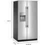 KitchenAid 36-Inch, 28 Cu. Ft. Side-By-Side Refrigerator With Ice And Water Dispenser - KRSF536RPS