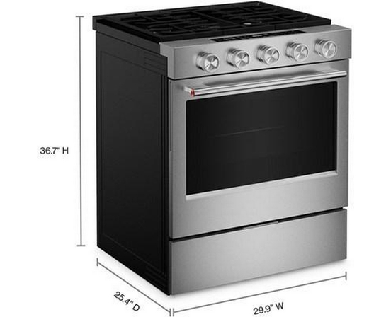 KitchenAid 30-Inch Smart Slide-In Gas Range With Convection Cooking Modes - KSGS330SPS