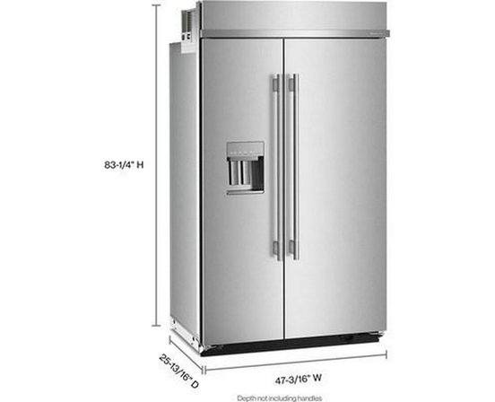 KitchenAid 48-Inch, 29.4 Cu. Ft. Built-In Side-By-Side Refrigerator With External Water And Ice Dispensing System - KBSD748SPS