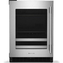 KitchenAid 4.8 Cu. Ft. Undercounter Beverage Center With Glass Door And Wood-Front Racks - KUBL524SSB