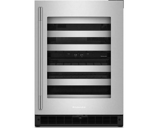 KitchenAid 46-Bottle Undercounter Wine Cellar With Full-Extension Metal-Front Racks - KUWR324SSB