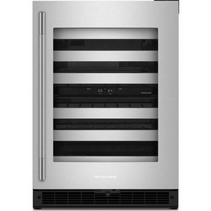 KitchenAid 46-Bottle Undercounter Wine Cellar With Full-Extension Metal-Front Racks - KUWR324SSB