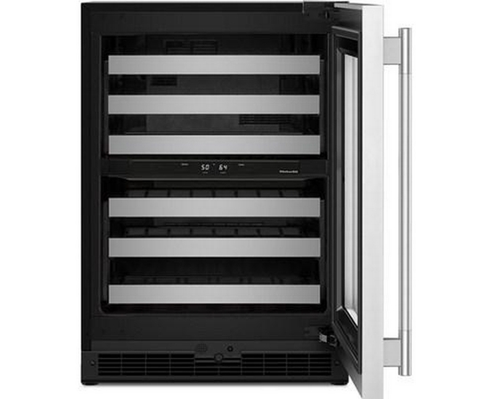 KitchenAid 46-Bottle Undercounter Wine Cellar With Full-Extension Metal-Front Racks - KUWR324SSB