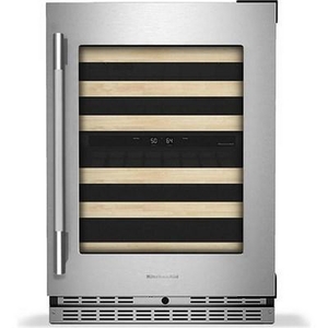 KitchenAid 46-Bottle Undercounter Wine Cellar With Full-Extension Wood-Front Racks - KUWR524SPS