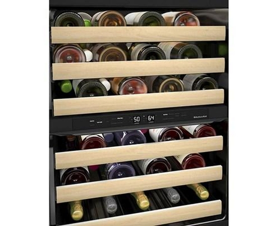 KitchenAid 46-Bottle Undercounter Wine Cellar With Full-Extension Wood-Front Racks - KUWR524SJP