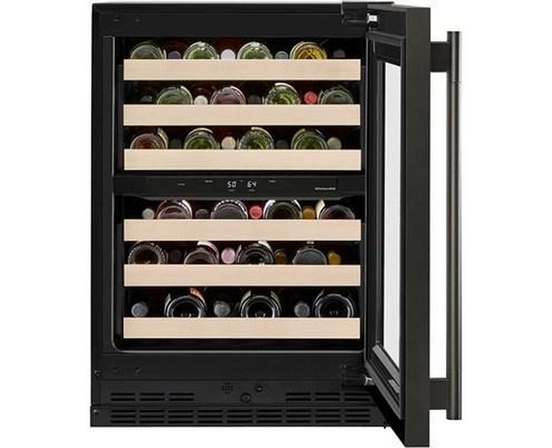 KitchenAid 46-Bottle Undercounter Wine Cellar With Full-Extension Wood-Front Racks - KUWR524SBE