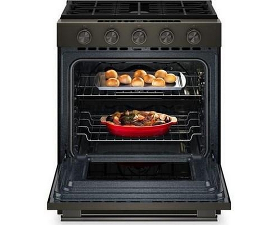 KitchenAid 30-Inch Smart Slide-In Gas Range With Convection Cooking Modes And 2-In-1 Burner - KSGS530SBE
