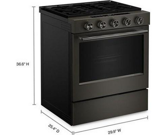 KitchenAid 30-Inch Smart Slide-In Gas Range With Convection Cooking Modes And 2-In-1 Burner - KSGS530SBE