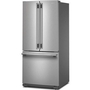 KitchenAid 30-Inch, 20 Cu. Ft. Freestanding French 3-Door Refrigerator With Water Dispenser - KRFF330SPS