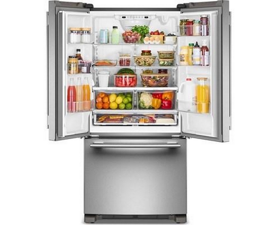 KitchenAid 33-Inch, 22 Cu. Ft. Freestanding French 3-Door Refrigerator With Ice Maker - KRFF333SPS