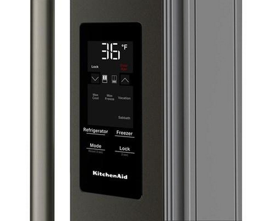 KitchenAid 36-Inch, 29.51 Cu. Ft. Freestanding French 4-Door Refrigerator With Water And Ice Dispensing System - KRMF436SBE